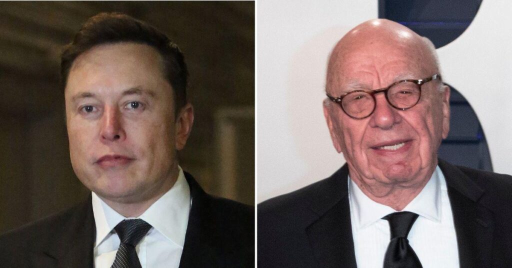 Elon Musk Cozies Up To Rupert Murdoch & Daughter Elisabeth At Super Bowl