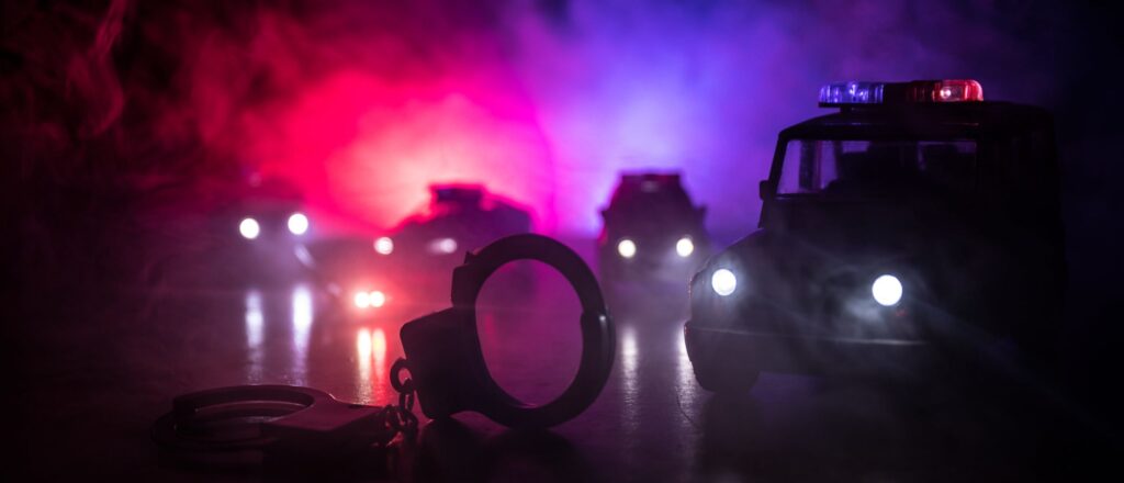 Police car, handcuffs