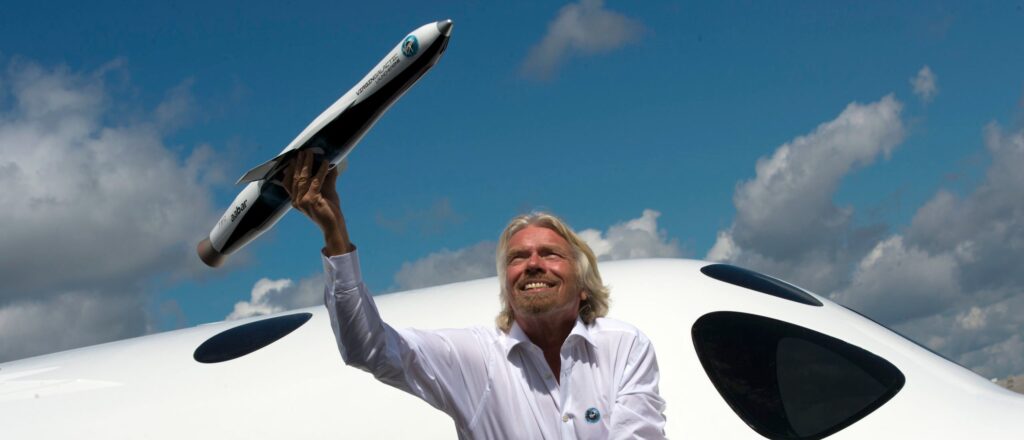 British billionaire Richard Branson pose