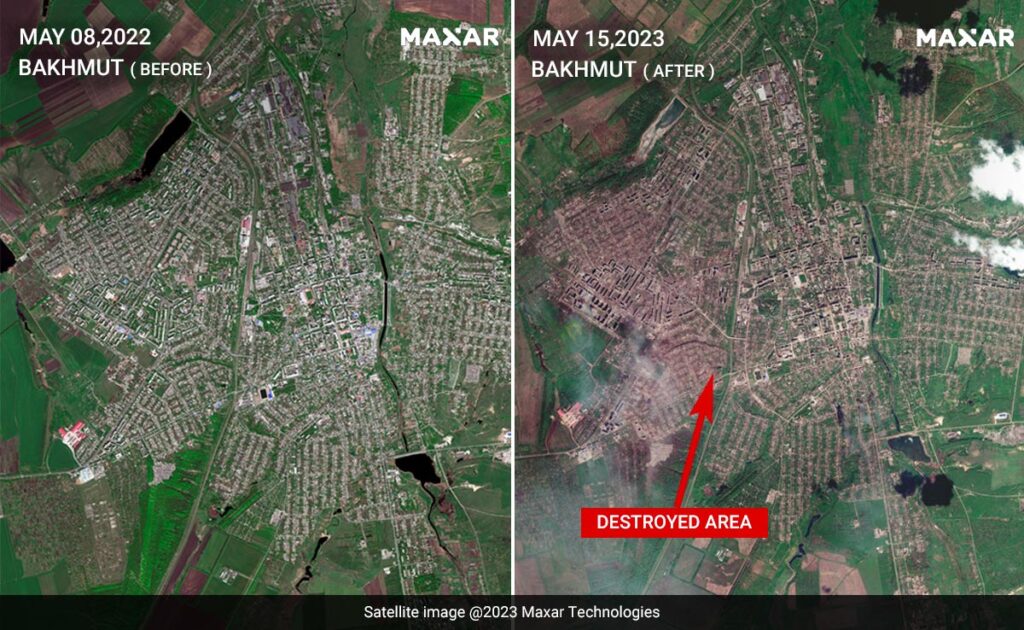 Latest Ukraine Satellite Pics Show Damaged Schools, Apartment Buildings