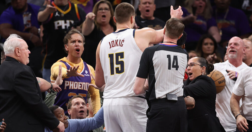 Nuggets’ Nikola Jokic Issued Foul for Shoving Suns Owner Mat Ishbia