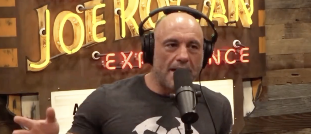 Podcast host Joe Rogan tore into the left for "shoving" transgender culture down "our throats" during Tuesday