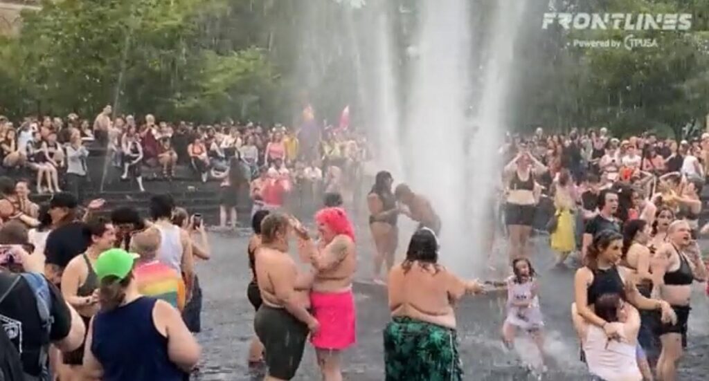 Topless Women Dance and Play with Children at Pride Event Water Party in New York City (VIDEO) | The Gateway Pundit | by Cristina Laila