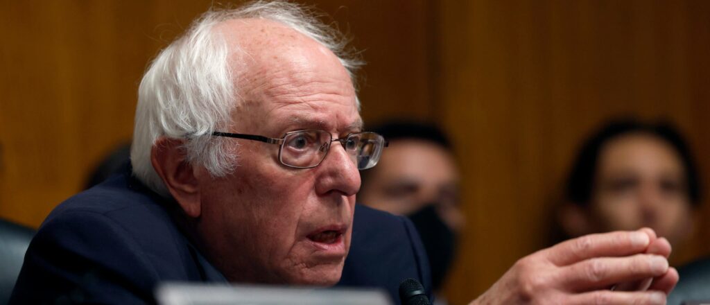 Bernie Sanders at a senate hearing