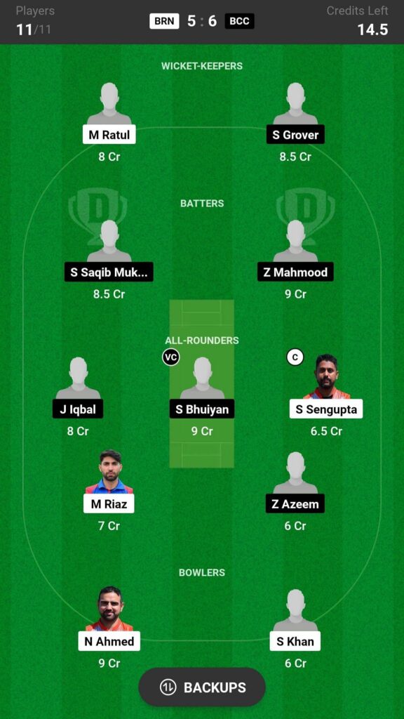 BRN vs BCC - Dream11 Prediction