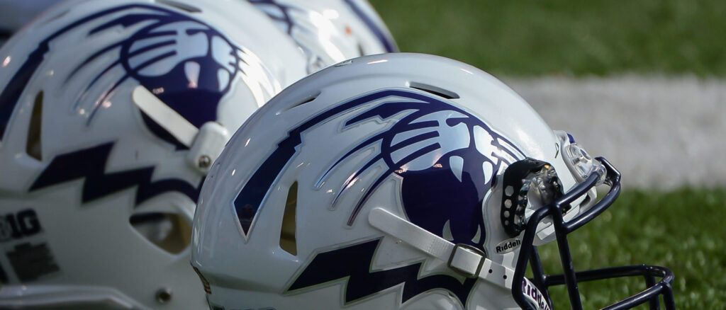 Helmets of the Northwestern Wildcats before the game against the Nebraska Cornhuskers at Memorial Stadium on November 4, 2017 in Lincoln, Nebraska. (Photo by Steven Branscombe/Getty Images)