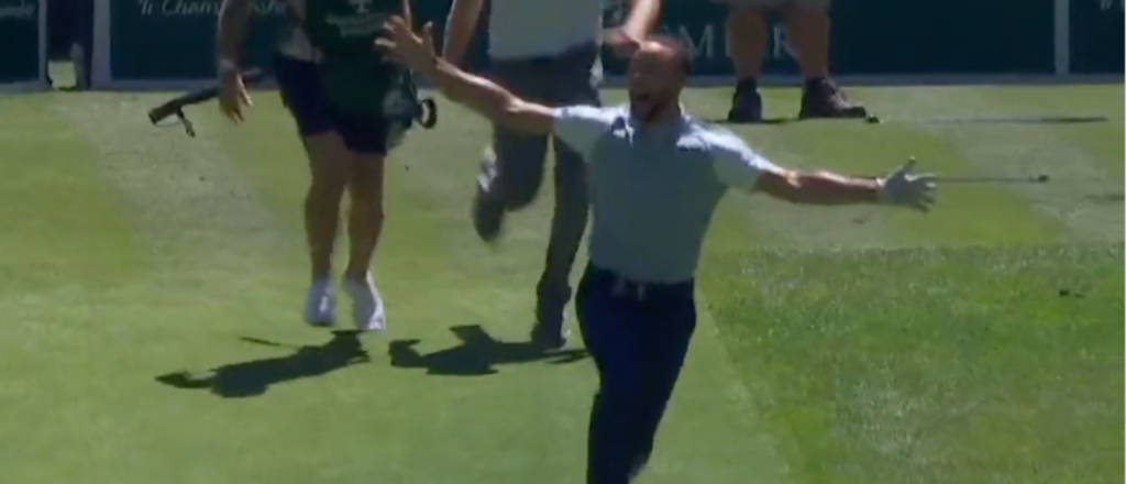 Stephen Curry drains hole-in-one.