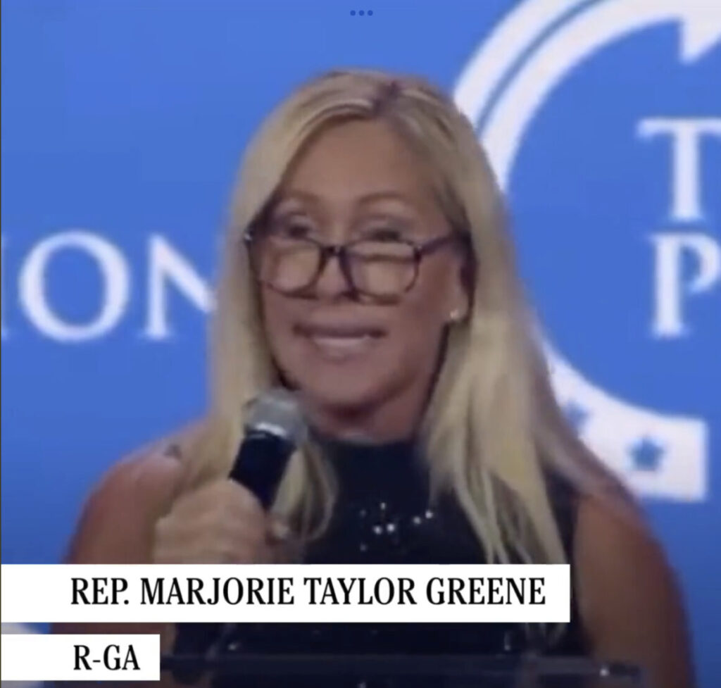 MarjorieTaylorGreene In one of her many rants, Ms. Greene rattled off the above list of President Biden's alleged missteps, accusing him of making a public investment in social infrastructure that is finishing what FDR started.