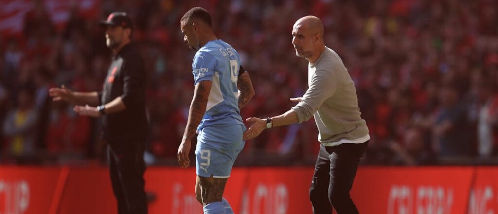 Pep Guardiola Substitutes Gabriel Jesus On (Catherine Ivill/Getty Images)