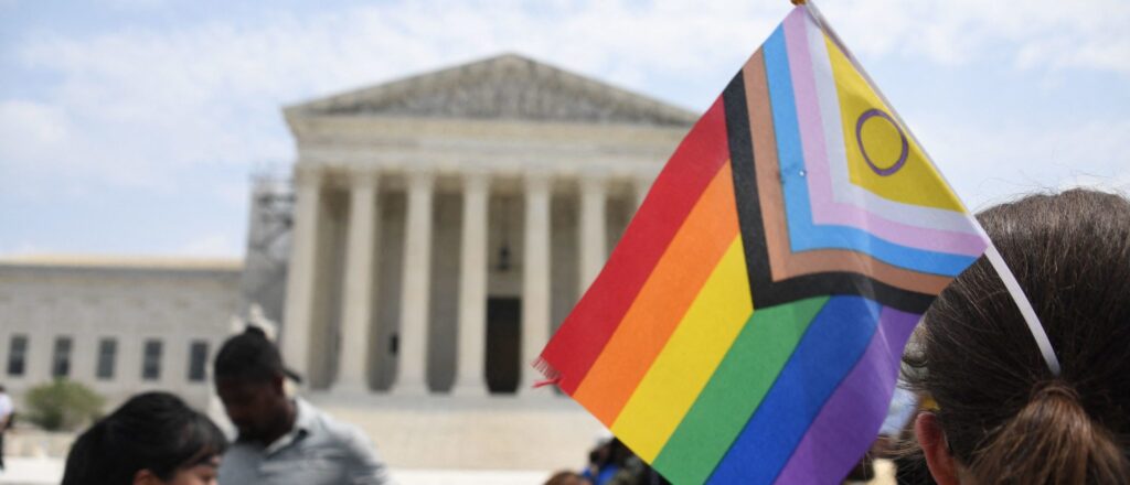 Pride flag in front of the Supreme Court