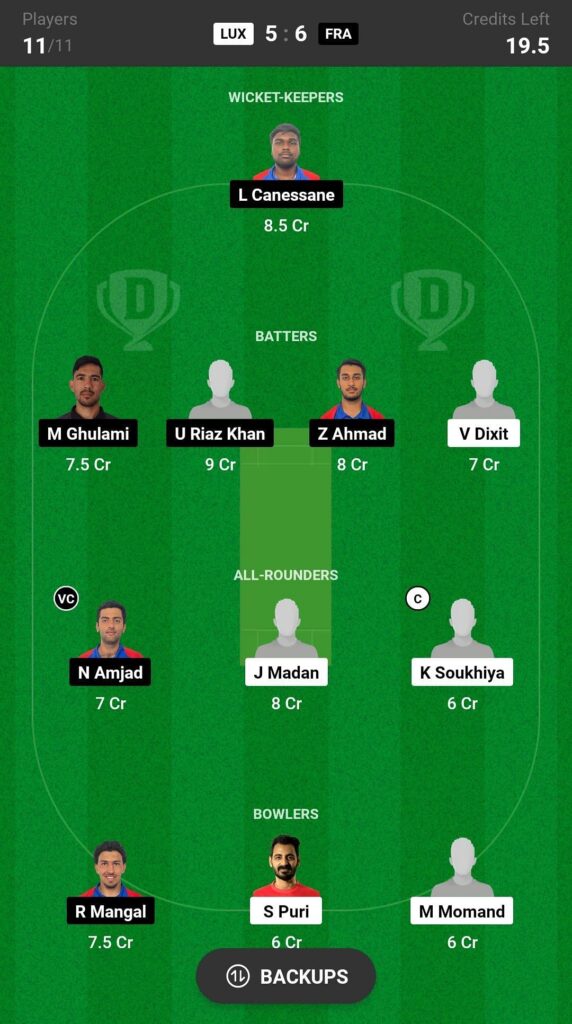 LUX vs FRA - Dream11 Prediction