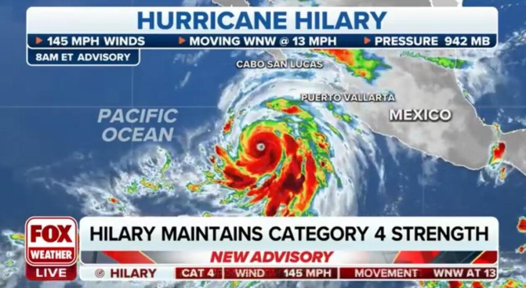 DEVELOPING: Hurricane Hilary Strengthens to Category 4 Storm - Southern California Bracing For Direct Hit as Tropical Storm! | The Gateway Pundit
