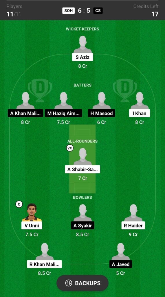 CS vs SOH - Dream11 Match Prediction