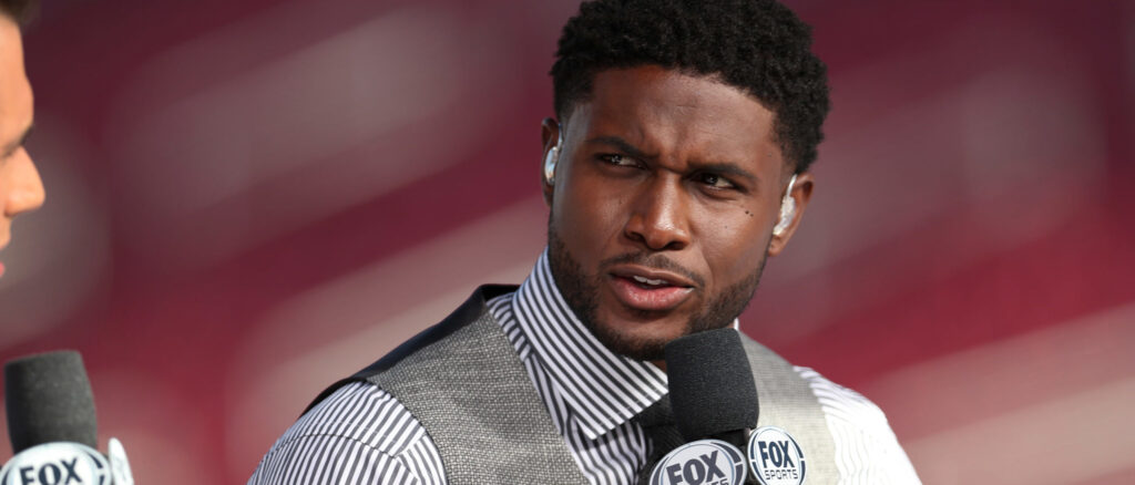 Former USC running back Reggie Bush attends the USC game against Utah as a guest on the pregame show on Fox Sports at Los Angeles Memorial Coliseum on September 20, 2019 in Los Angeles, California. (Photo by Meg Oliphant/Getty Images)