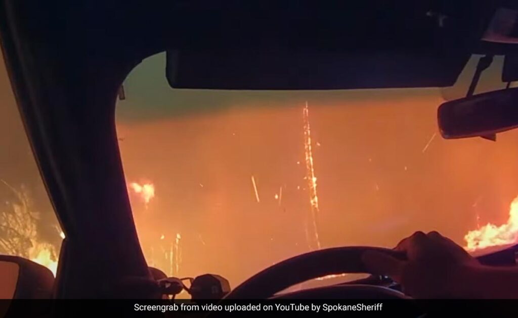 Watch: Heart-Pounding Moment US Cop Drives Through Wildfire