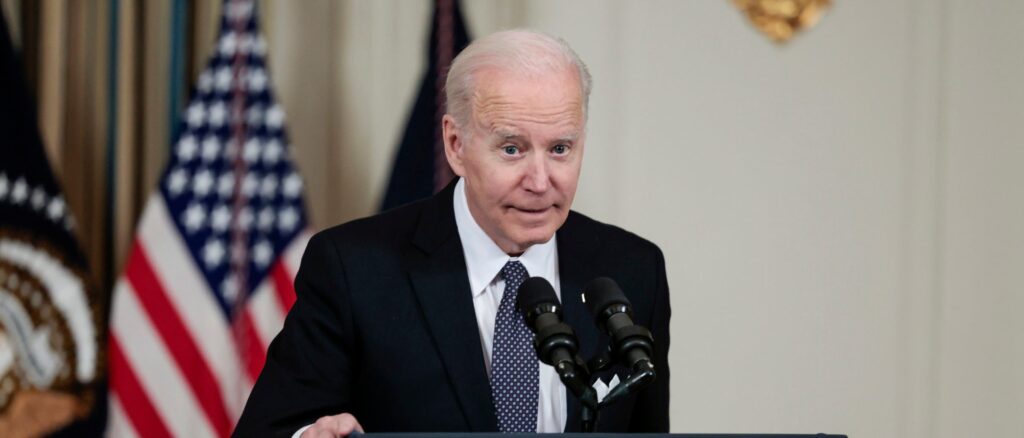 President Biden Announces His Budget For 2023 In State Dining Room Of White House