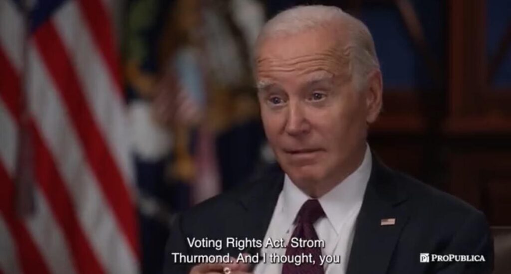 Joe Biden: "When I Left the Senate, I Was Able to Convince Strom Thurmond to Vote for the Voting Rights Act" - Thurmond Voted Against It (VIDEO) | The Gateway Pundit