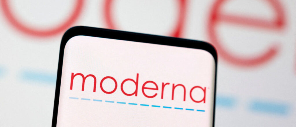 Illustration shows Moderna logo