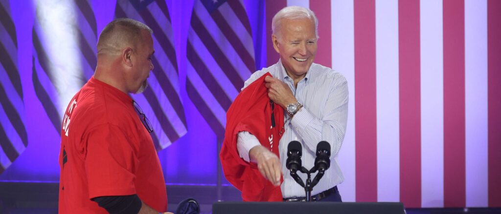 President Biden Delivers Remarks To UAW Autoworkers In Illinois