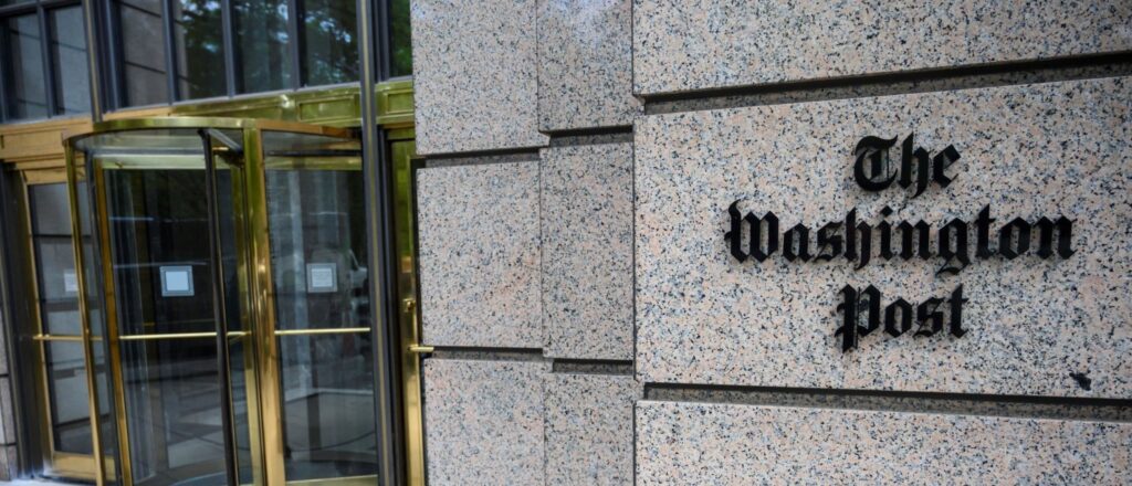 The building of the Washington Post newspaper headquarter is seen on K Street in Washington DC on May 16, 2019. - The Washington Post is a major American daily newspaper published in Washington, D.C., with a particular emphasis on national politics and the federal government. It has the largest circulation in the Washington metropolitan area. (Photo by ERIC BARADAT/AFP via Getty Images)