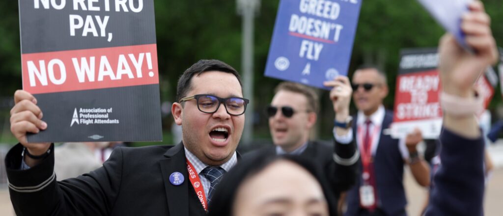 American Airlines Flight Attendants Picket For Pay Increases Across The U.S.