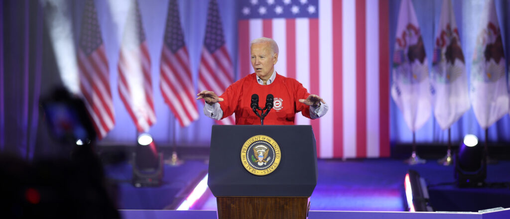 President Biden Delivers Remarks To UAW Autoworkers In Illinois