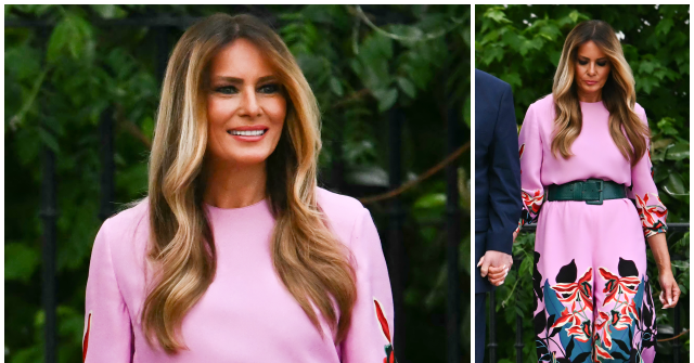 Melania Trump Attends Congressional Picnic in Pink Valentino Jumpsuit