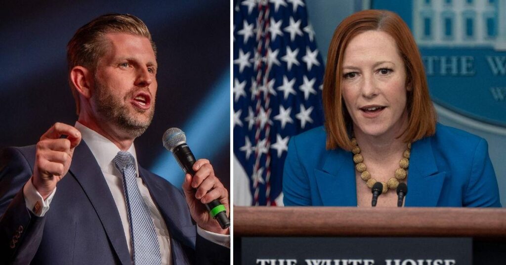 Eric Trump Accuses Jen Psaki of 'Spreading Blatant Lies' About China Trip