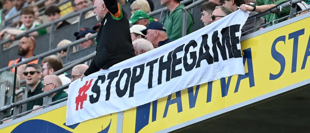 Ireland-Qatar Soccer Game Stopped Two Times After Fans Toss Tennis Balls On Pitch To Protest Israel