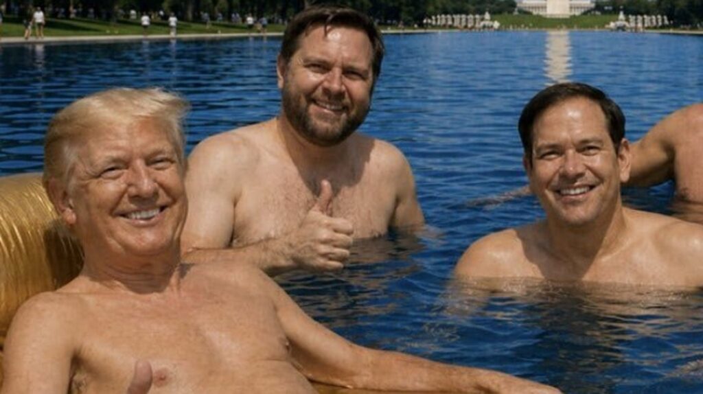 Trump Posts AI Image Of Himself Swimming In Lincoln Memorial Reflecting Pool