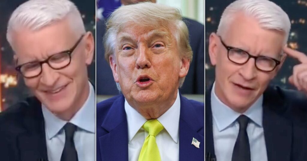 Anderson Cooper Struggles To Keep A Straight Face Over Trump Merch Claim Anderson Cooper Struggles To Keep A Straight Face Over Trump Merch Claim