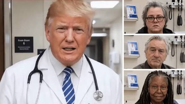 Trump Trolls Hollywood Celebrities with AI Video of Himself as a Doctor Curing Their ‘Trump Derangement Syndrome’