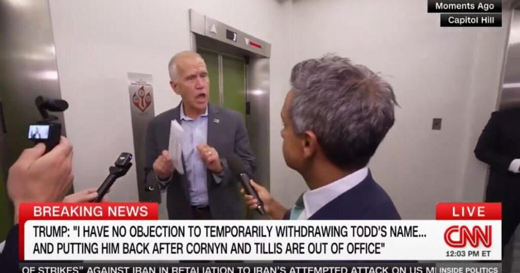 Angry Tillis Responds to Trump’s Workaround to Confirm Todd Blanche (VIDEO) * The Gateway Pundit * by Cristina Laila Angry Tillis Responds to Trump’s Workaround to Confirm Todd Blanche (VIDEO) * The Gateway Pundit * by Cristina Laila
