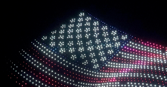 American Bald Eagle and George Washington Light Up the Sky in Drone Show over Texas