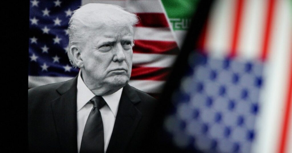 Trump Says Iran Will Pay for Killing US Troops “Many Times Over” After 3 US Service Members Killed in Action * The Gateway Pundit * by Jordan Conradson Black and white image of Donald Trump with American flags in the background, symbolizing political themes and national identity.