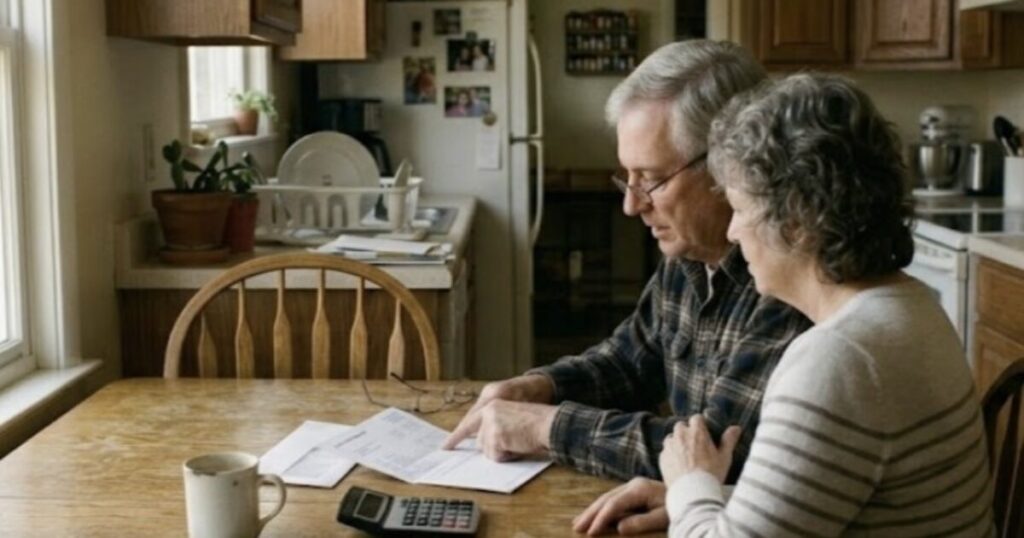 Banks Are Charging Retirees 21% Interest – This Card Feature Pauses It to 0% For Up to 21 Months Elderly couple reviewing financial documents together at a kitchen table, with a calculator and coffee cup nearby.