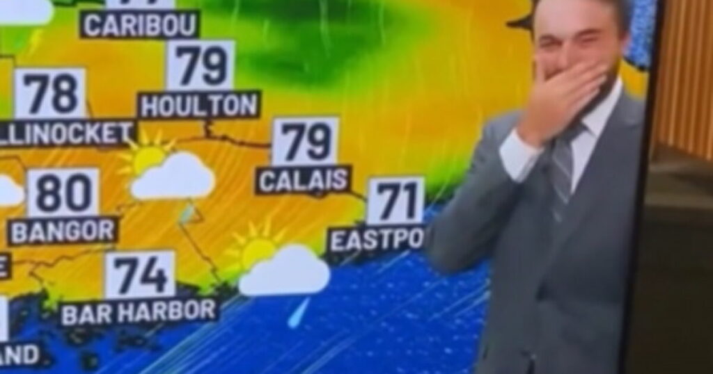 Maine Weatherman Can’t Stop Laughing During Broadcast, Has a Total Meltdown on the Air (VIDEO) * The Gateway Pundit * by Mike LaChance Maine Weatherman Can’t Stop Laughing During Broadcast, Has a Total Meltdown on the Air (VIDEO) * The Gateway Pundit * by Mike LaChance