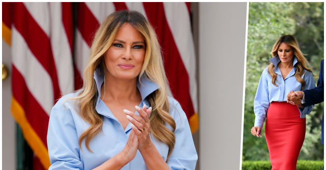 Melania Trump Hosts Rose Garden Event in Michael Kors, Dior