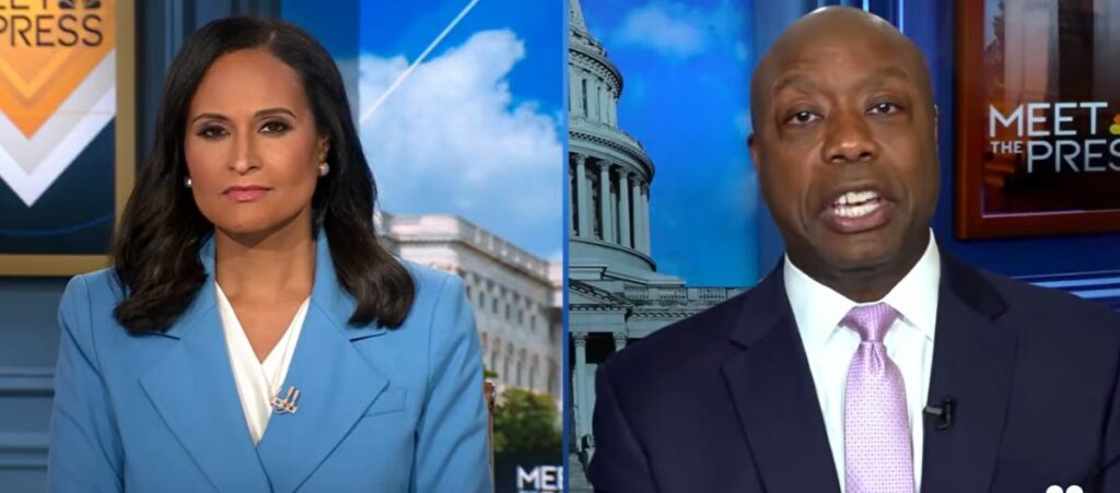 Sen. Tim Scott Falls Apart While Trying To Blame Biden For Trump’s Inflation Sen. Tim Scott Falls Apart While Trying To Blame Biden For Trump’s Inflation
