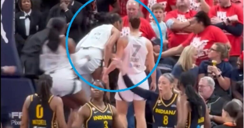 Aja Wilson Trucks Over Sophie Cunningham then Goes at Fan for Pointing at Her – Then Former Player Goes at Same Fan for Pointing! (VIDEO) * The Gateway Pundit * by Jim Hoft Aja Wilson Trucks Over Sophie Cunningham then Goes at Fan for Pointing at Her – Then Former Player Goes at Same Fan for Pointing! (VIDEO) * The Gateway Pundit * by Jim Hoft