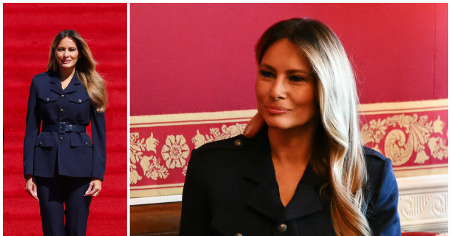 Melania Trump Wears Ralph Lauren for Tea in the Red Room