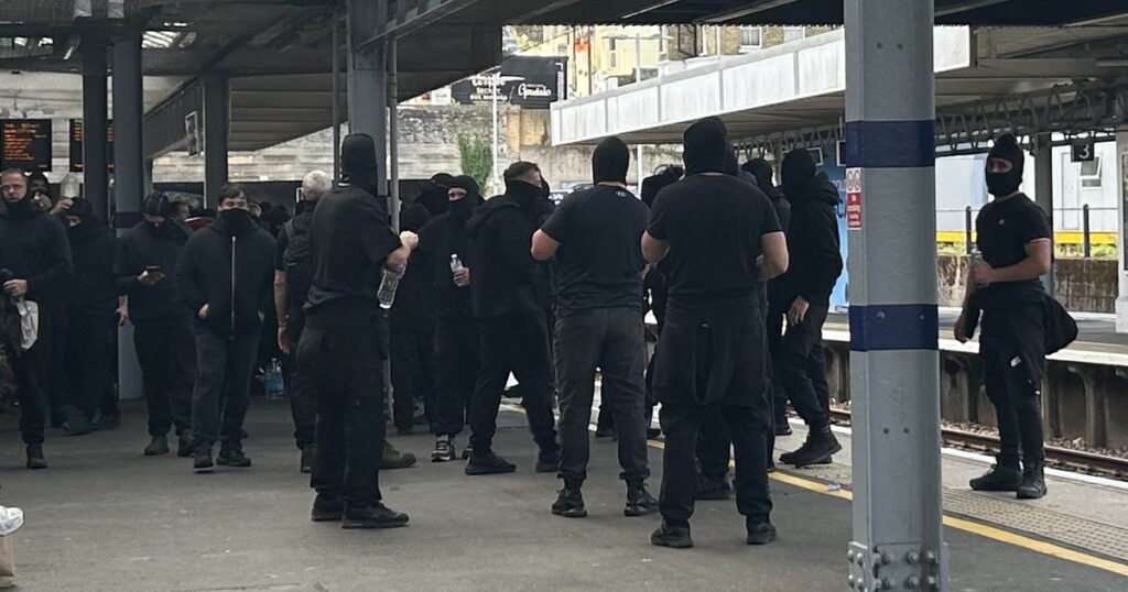 Masked Anti-Migrant Protesters Block Roads As Demonstrations Spread Across British Ports Masked Anti-Migrant Protesters Block Roads As Demonstrations Spread Across British Ports