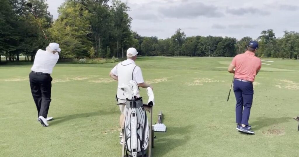 President Trump Practices His Swing with Golf Star Bryson DeChambeau (VIDEO) * The Gateway Pundit * by Cristina Laila