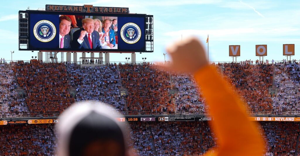Trump Attends Texas-Tennessee Game With No Apparent Disruption To Coaches’ Communications Trump Attends Texas-Tennessee Game With No Apparent Disruption To Coaches' Communications