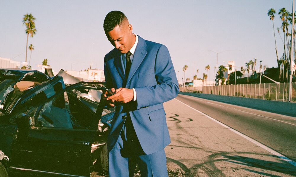 After a Car Crash: A Practical Checklist for Health, Evidence, and Insurance Entrepreneur man in a car crash on his phone
