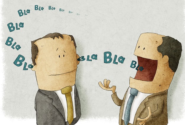 Hilarious Humor for Boss’s Day and Beyond A boss talking a lot while his employee is smiling and not listening.