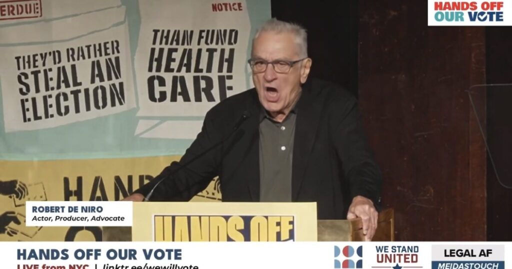 “Keep Your F*cking Hands Off Our Vote!” – Washed Up Hollywood Actor Robert De Niro Trashes Trump in Latest Unhinged Profanity-Laced Rant (VIDEO)